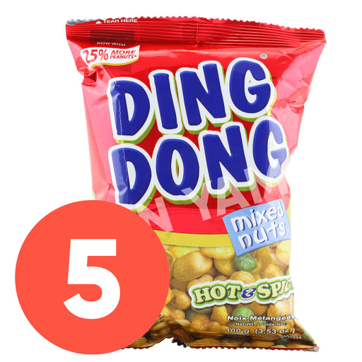 Ding Dong Mixed Nuts Hot & Spicy 100g-Pack of 5 - Yin Yam - Asian Grocery