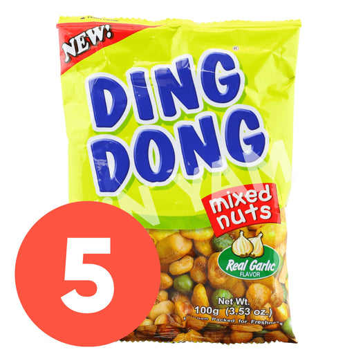 Ding Dong Mixed Nuts Real Garlic 100g-Pack of 5 - Yin Yam - Asian Grocery
