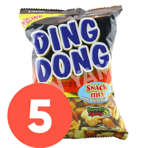Ding Dong Snack Mix Sweet & Spicy 100g-Pack of 5 - Yin Yam - Asian Grocery