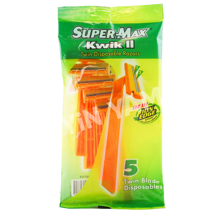 Supermax Kwick II Twin Disposable Razors 5 Pack - Yin Yam - Asian Grocery