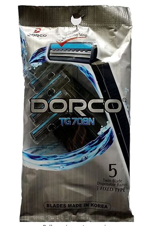Dorco TG708N Twin Blade Disposable Razors Fixed Type 5pcs-Pack of 3 - Yin Yam - Asian Grocery